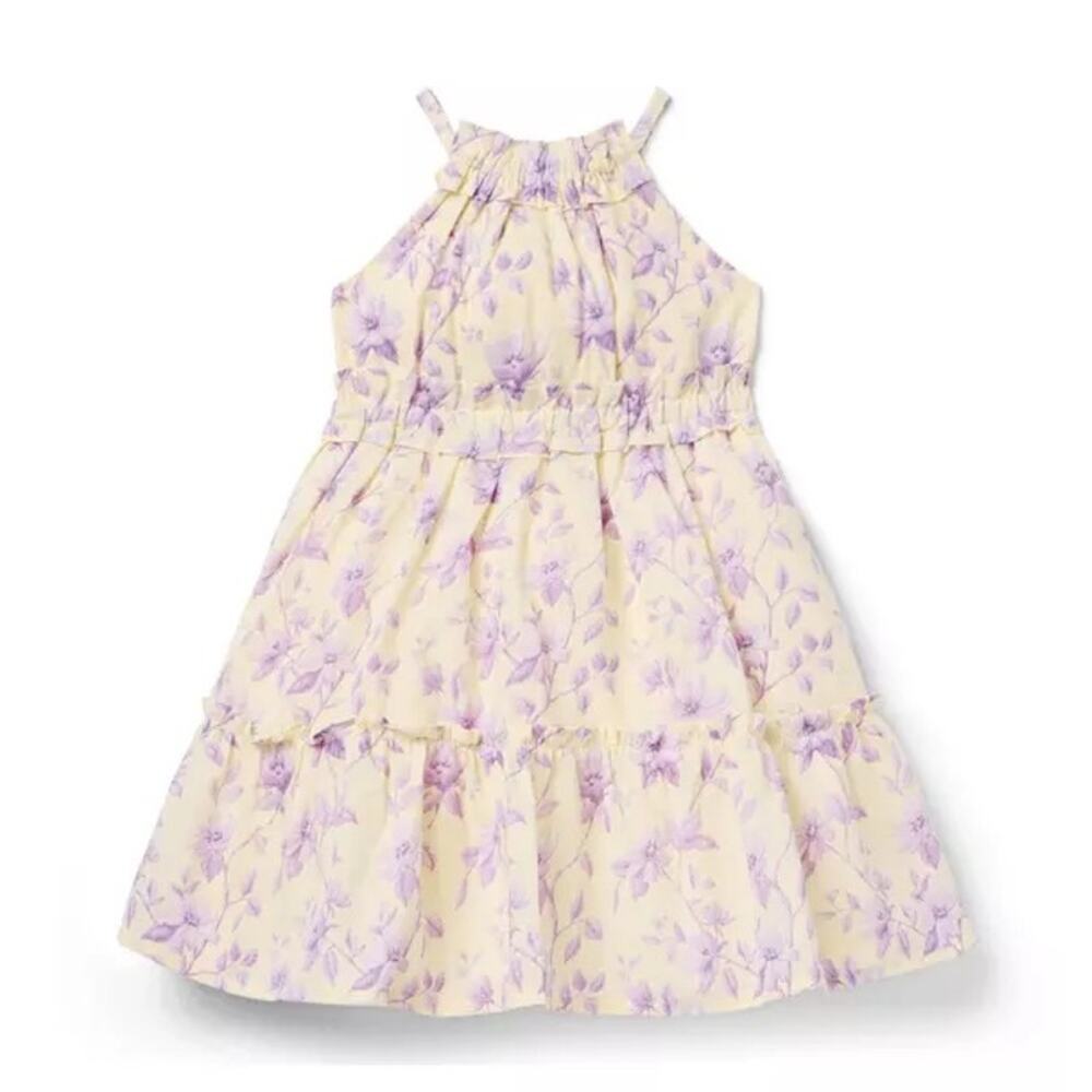 Janie and Jack Girl Freshwater Pearl Floral Halter Ruffle Dress Size 6